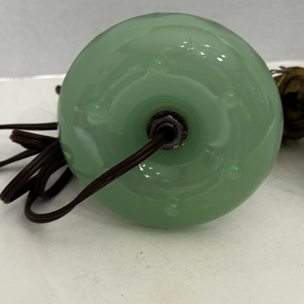 Vintage Antique Jadite Jadeite Table Vanity Boudoir Lamp Light Set Of 2 See Pics